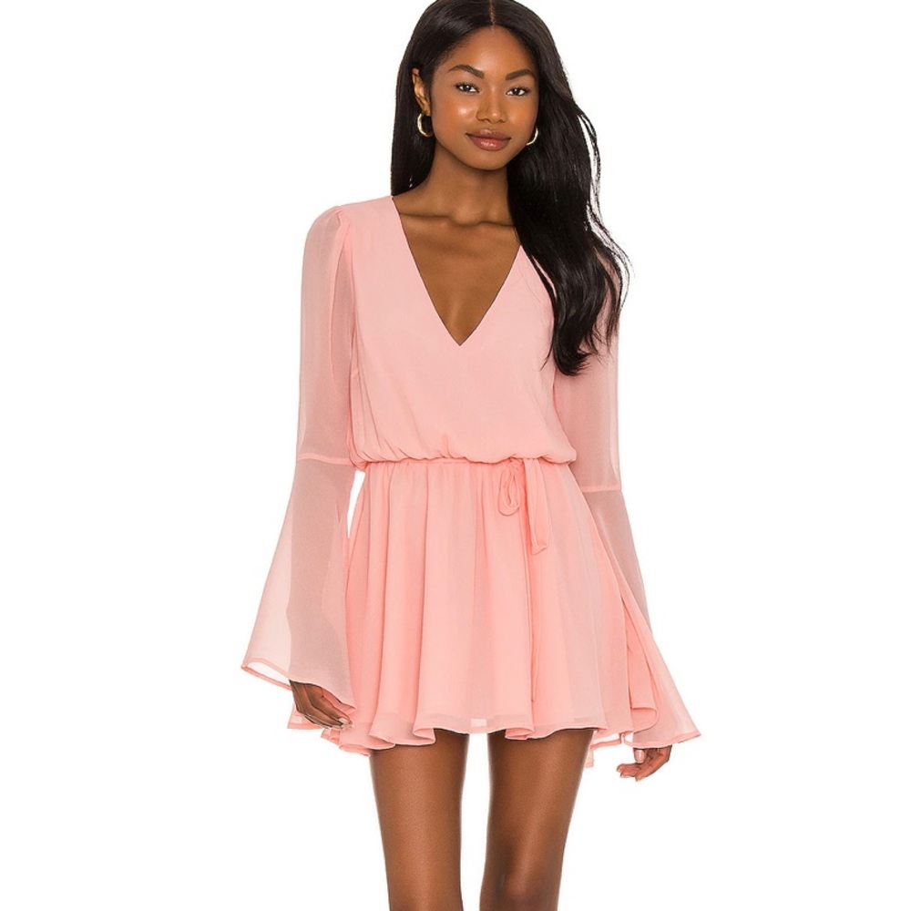 Lovers + Friends Blush Pink Long-Sleeve Mini Dress